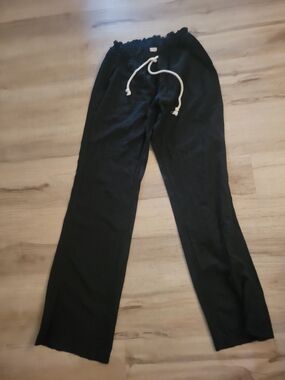 Roxy Black Wide Leg Drawstring Lightweight Pants with White Rope